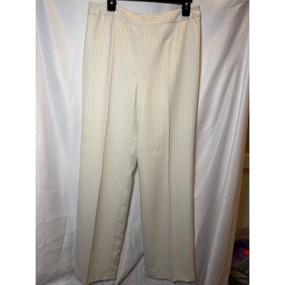 Evan-Picone Suit Cream White Pinstripe Dress Pants Straight Leg Size 8